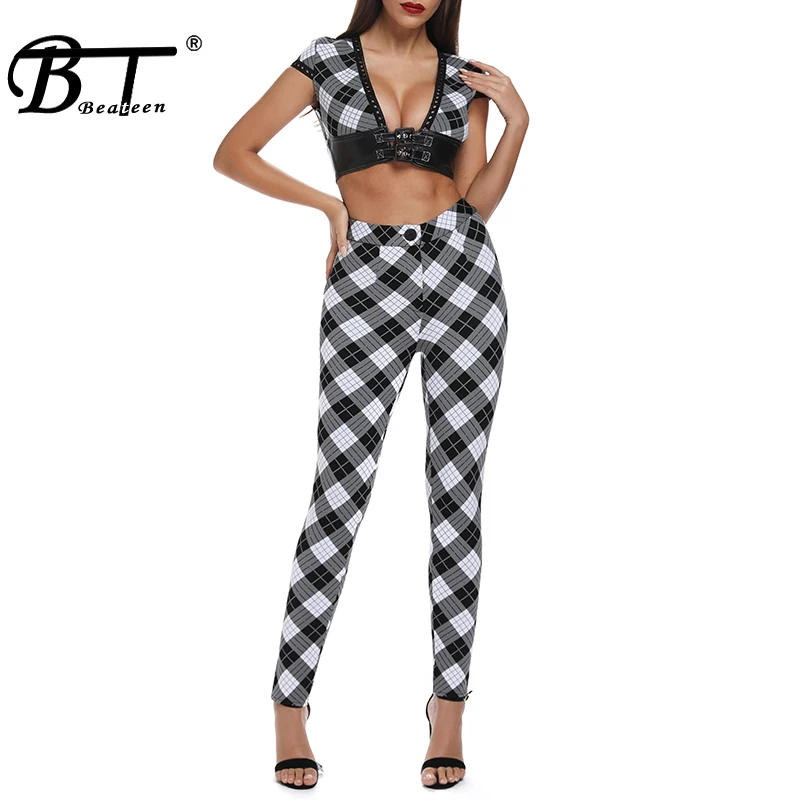 Beateen 2019 New Sexy Women Fashion Plaid Deep V Neck Short Sleeve Top Long Pant Bandage Suits Set Bodycon Party 2 Pieces Set
Beateen 2019 New Sexy Women Fashion Plaid Deep V Neck Short Sleeve Top Long Pant Bandage Suits Set Bodycon Party 2 Pieces Set