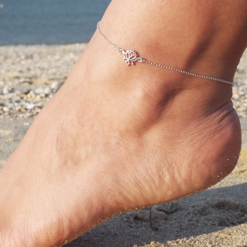 SR: FINEJ элегантный браслет-ножной браслет в виде цветка лотоса для женщин и девочек