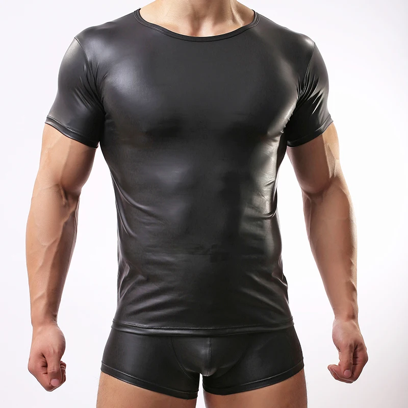 Elastic Paint Faux Leather Sexy Tight New Men's T-shirts Underwear Muscle Sleeve Vest Shirt Tops C32
Elastic Paint Faux Leather Sexy Tight New Men's T-shirts Underwear Muscle Sleeve Vest Shirt Tops C32