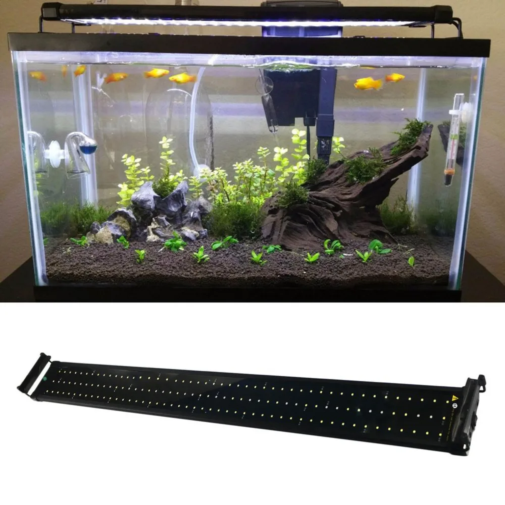120 White and 24 Blue LEDs Fish Aquarium Light Super Bright Tank Lamp with Extendable Brackets Fits for | Освещение