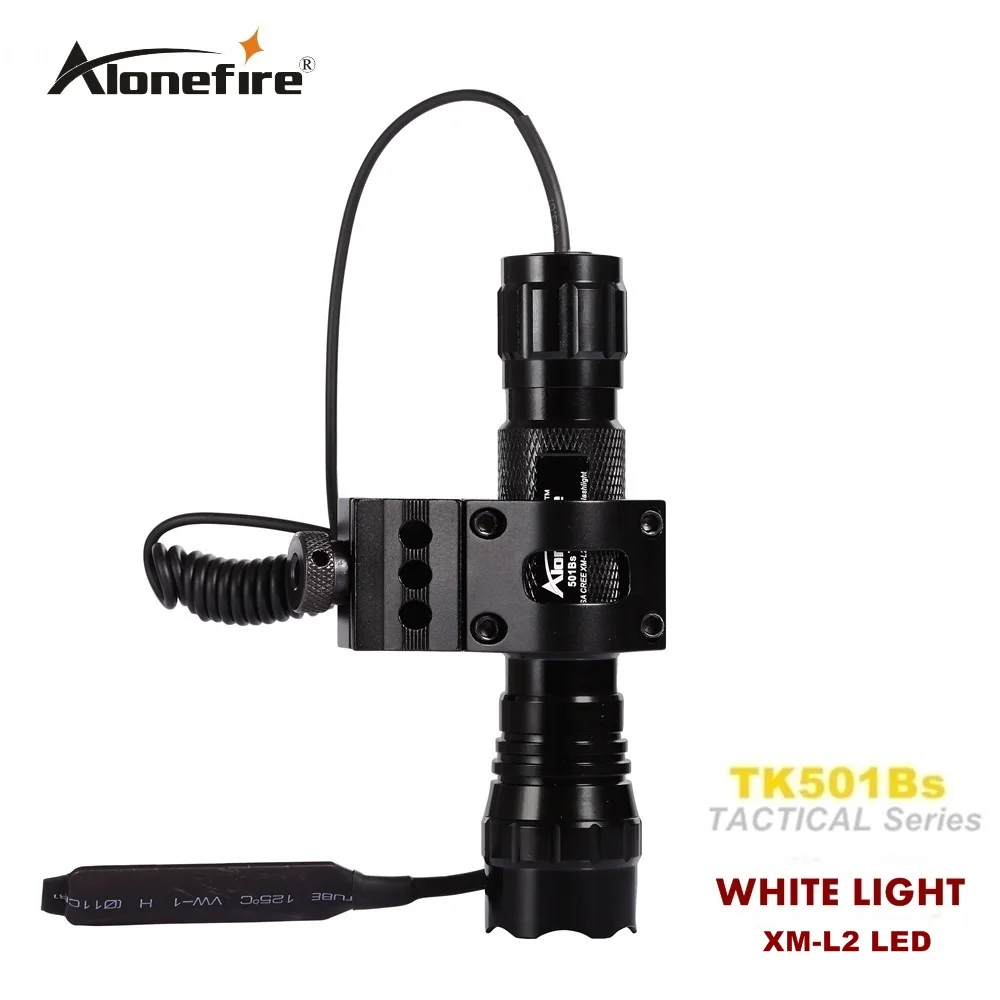 

501B Tactical Flashlight Cree XM-L2 LED Hunting Rail Weaver Rifle Hard Ligh Torch Shot gun Mount Remote switch 18650 battery