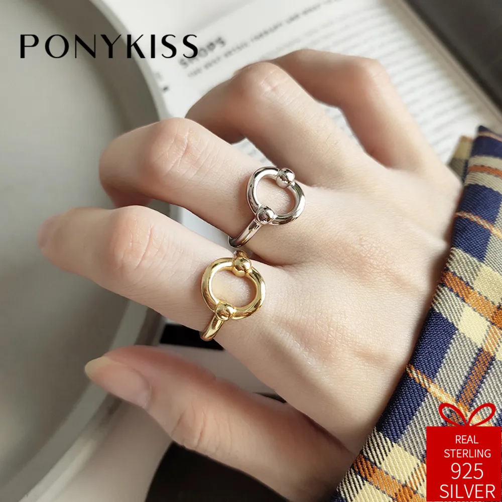 PONYKISS Trendy 100% 925 Sterling Silver Simple Oval Adjustable Geometric Opening Ring Women Fashion Party Accessory Chic Gift
PONYKISS Trendy 100% 925 Sterling Silver Simple Oval Adjustable Geometric Opening Ring Women Fashion Party Accessory Chic Gift