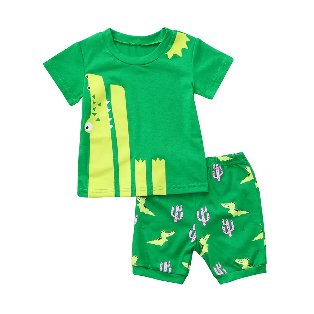 Fashion 2Pcs Infant Kids Boys Clothes Toddler Baby Girls Pajamas Cartoon Print Tops Shorts Set Outfits | Детская одежда и обувь