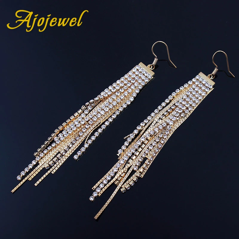 Ajojewel Golden Rhinestone Chain Tassel Drop Dangle Earrings Long Women Exaggerated Trendy Earings
Ajojewel Golden Rhinestone Chain Tassel Drop Dangle Earrings Long Women Exaggerated Trendy Earings