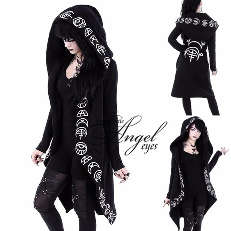 New Classic Fashion Punk Women Costume Halloween Party Demon Element Black Hoodie
New Classic Fashion Punk Women Costume Halloween Party Demon Element Black Hoodie