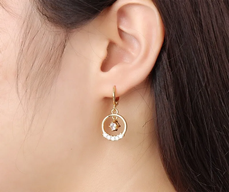 Сразу 30 мм Медь покрытая белый циркон Серьги Euramerican Женщины Jewelry ebd-024 | Украшения и