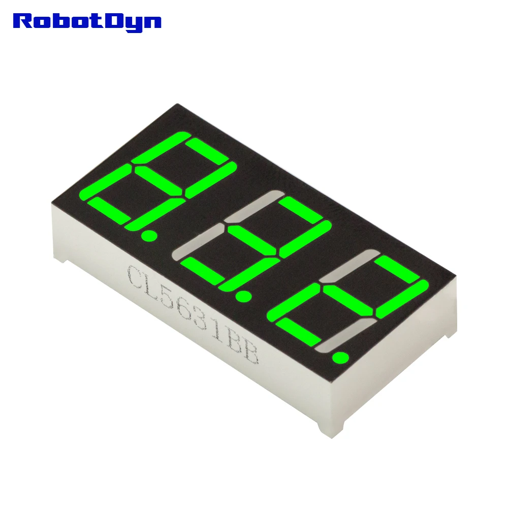 5pcs = 3-Digit 7-segments LED Display tube, decimal dots, GREEN, disp. size 38x19mm, 0.56"
5pcs = 3-Digit 7-segments LED Display tube, decimal dots, GREEN, disp. size 38x19mm, 0.56"