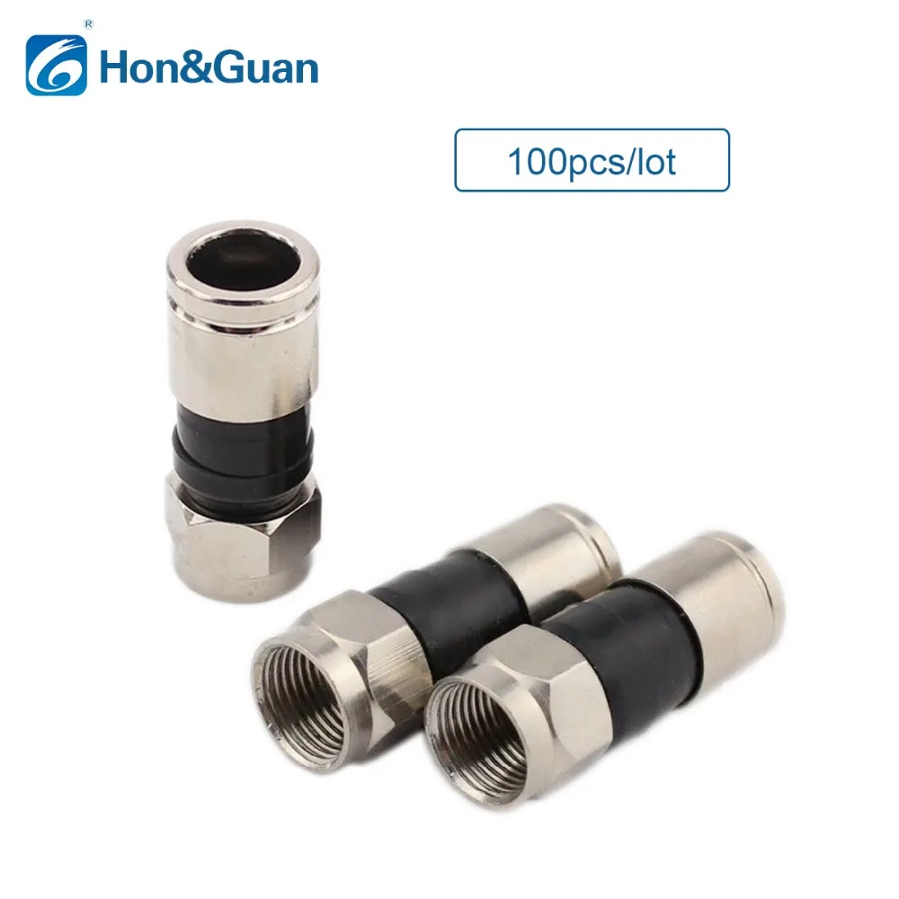 Hon & Guan 100 шт. компрессионный кабель RG6 Coax соединитель коаксиального кабеля для