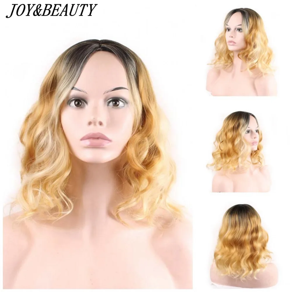 JOY & BEAUTY естественная волна короткие волосы боб парик коричневый/Блонд Омбре