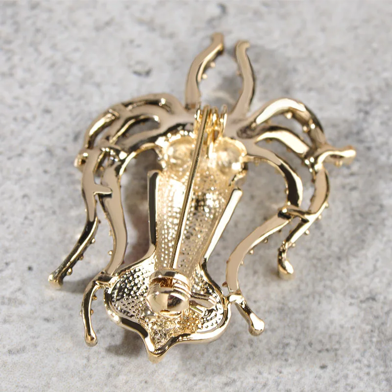 Женская/Детская брошь в форме осьминога Blucome Винтажная из Античного золотого