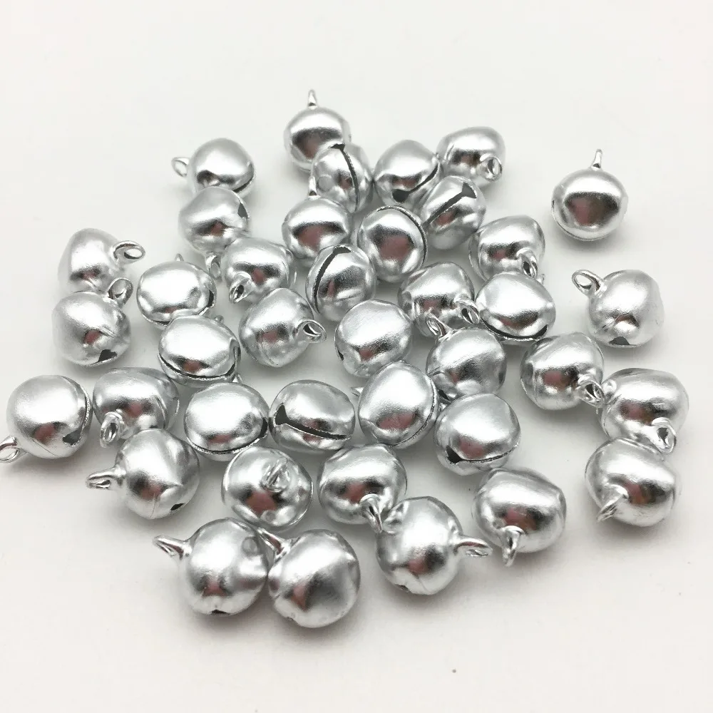 

500pcs 12mm Silver Christmas Jingle Bells Keychain Charms Lacing Bell For Xmas Baubles Santa Embellishments DIY Crafts