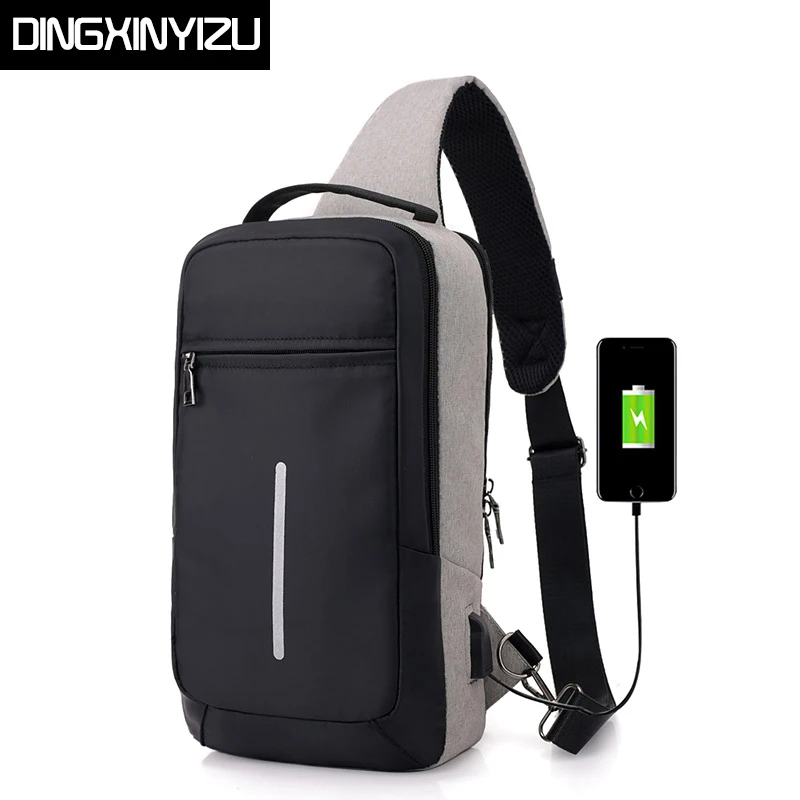 Dingxinymizu USB дизайнерская нагрудная сумка водонепроницаемая мужская