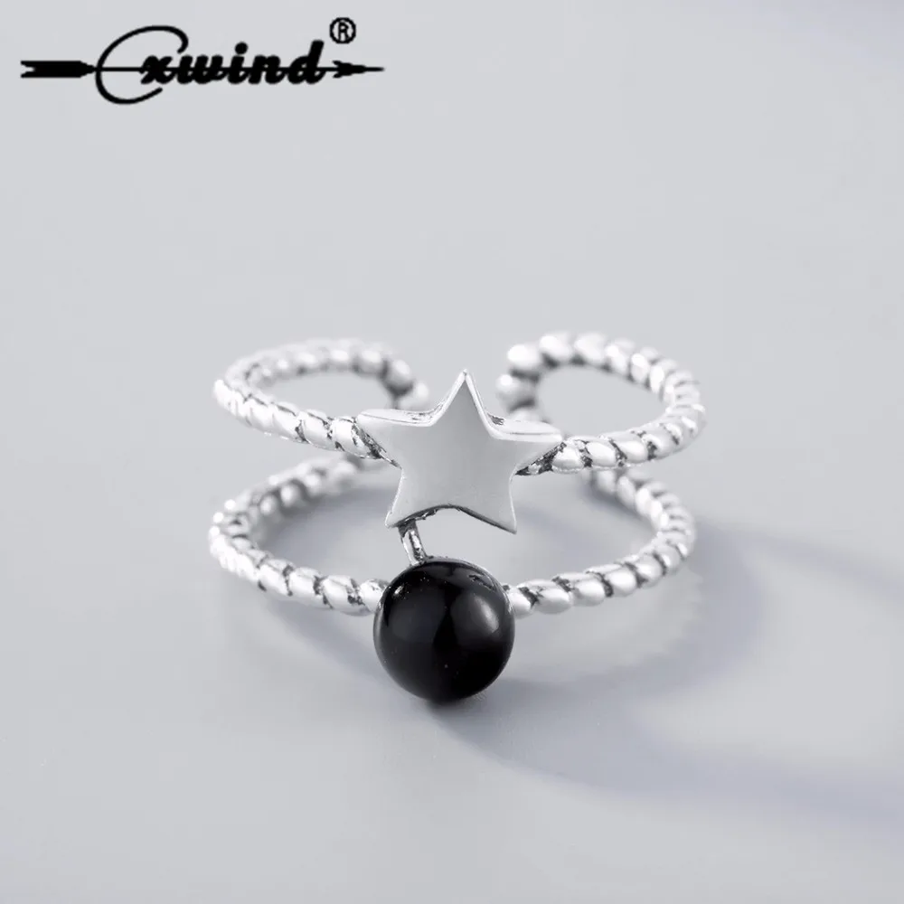 Antique Charm Round Black CZ Star Rings Double Twisted Line Adjustable Rings For Women Men Finger Around Cute Jewelry
Antique Charm Round Black CZ Star Rings Double Twisted Line Adjustable Rings For Women Men Finger Around Cute Jewelry
