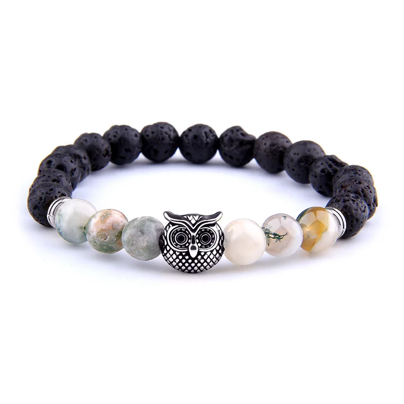 Vinswet Owl Charm Bracelet Natural Stone Beads Bracelets for Women Men friendship couple bracelet bulk Jewelry gift charm yoga | Украшения