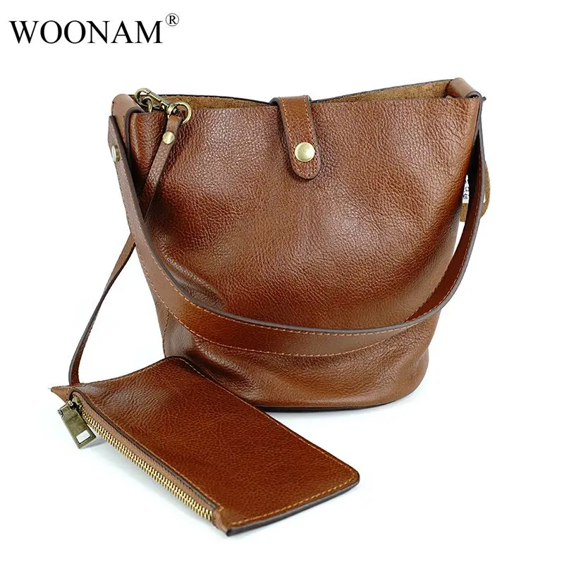 WOONAM Women Vintage Handbag Top Hide Natural Genuine Calf Leather Small Bucket Shoulder Cross Body Bag WB809
WOONAM Women Vintage Handbag Top Hide Natural Genuine Calf Leather Small Bucket Shoulder Cross Body Bag WB809