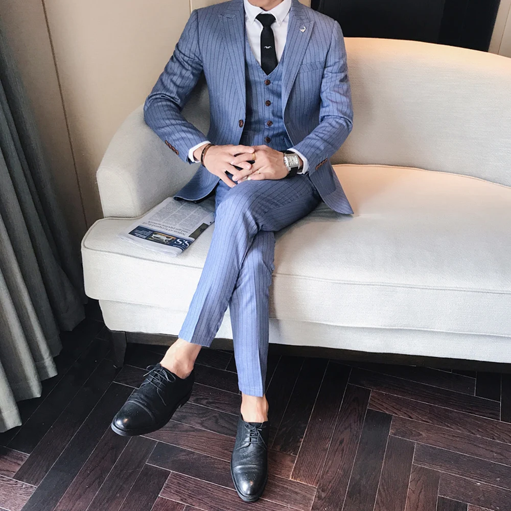 3Pieces Top Quality Suit Men Fashion Stripe Male Suit Mens Dinner Party Prom Suits Tuxedos Groomsmen Wedding Dress 4XL-M
3Pieces Top Quality Suit Men Fashion Stripe Male Suit Mens Dinner Party Prom Suits Tuxedos Groomsmen Wedding Dress 4XL-M