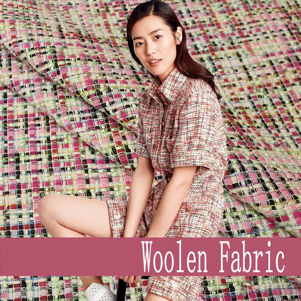 Пряжа окрашенная розовая шерстяная твидовая ткань для пальто W1H60|woolen fabric|fabrics for