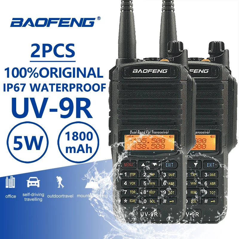 2 шт. Baofeng UV 9R пыле иди и болтай Walkie Talkie “иди IP67 Водонепроницаемый любительской