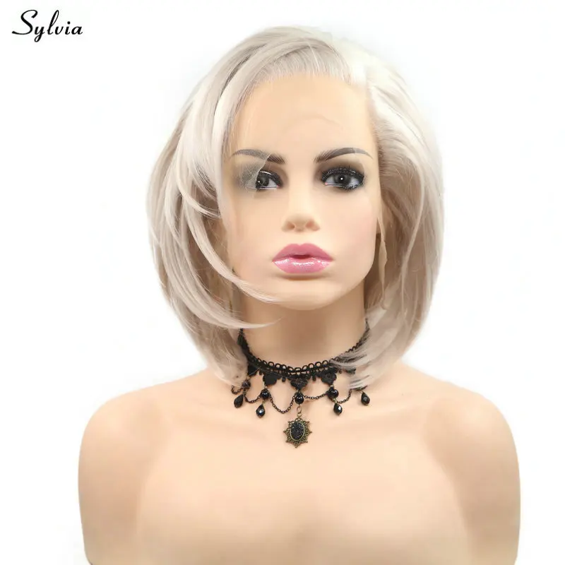 Sylvia боковая часть короткие прямые волосы боб пепел платина/пастель