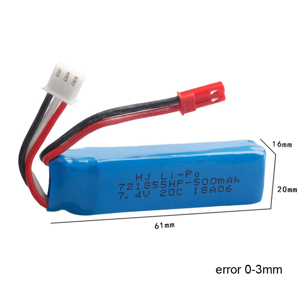 Аккумулятор Lipo для WLtoys A202 A212 A222 A232 A242 A252 4WD 7 4 В 500 мА · ч 20C аккумулятор пульта