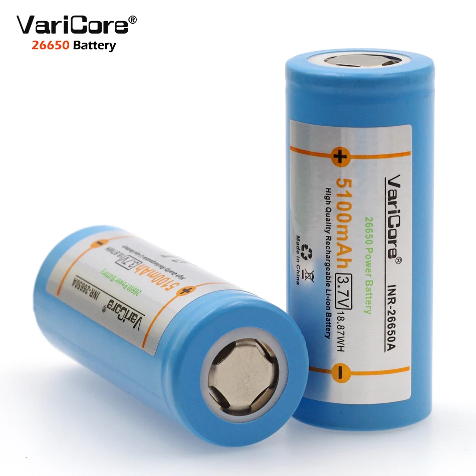4pc. Varicore 26650 lithium battery, 3.7 V 5100 mAh, 26650 rechargeable battery, 26650-50a suitable for flashlight,
4pc. Varicore 26650 lithium battery, 3.7 V 5100 mAh, 26650 rechargeable battery, 26650-50a suitable for flashlight,