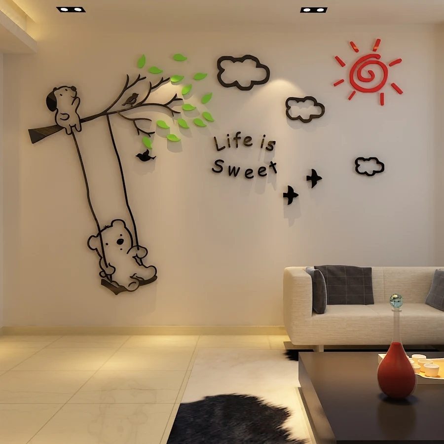 Bear Swing 3D Acrylic Crystal Wall Stickers Children's Room TV Background Living Room Cartoon DIY Art Wall Decor
Bear Swing 3D Acrylic Crystal Wall Stickers Children's Room TV Background Living Room Cartoon DIY Art Wall Decor