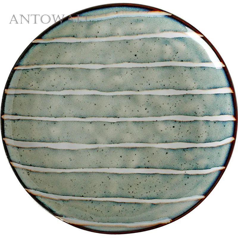 ANTOWALL Japanese style household dish steak plate ins style western flat plate blue gray striped spots plate ceramic tableware
ANTOWALL Japanese style household dish steak plate ins style western flat plate blue gray striped spots plate ceramic tableware