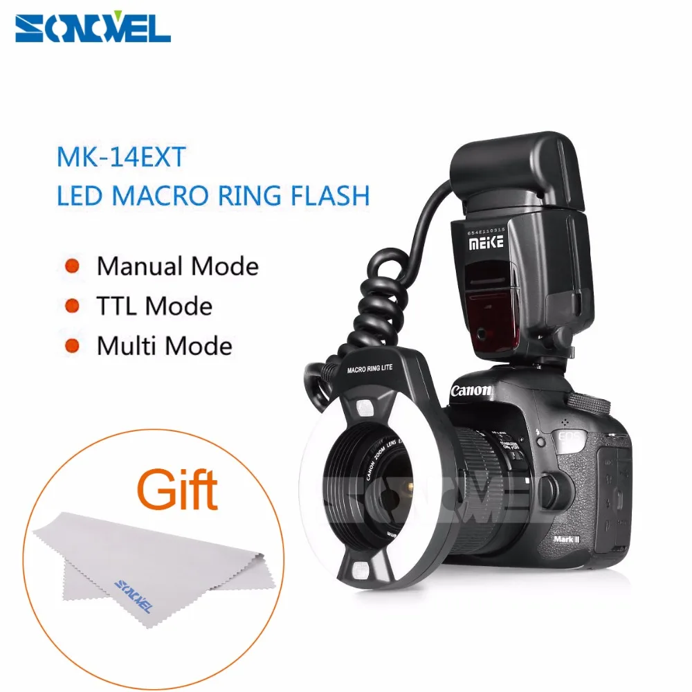 

Meike MK-14EXT Macro TTL ring flash E-TTL TTL with LED AF assist lamp for Canon 5DIII 5DII 7D 700D 650D 600D 760D 6D 40D 450D