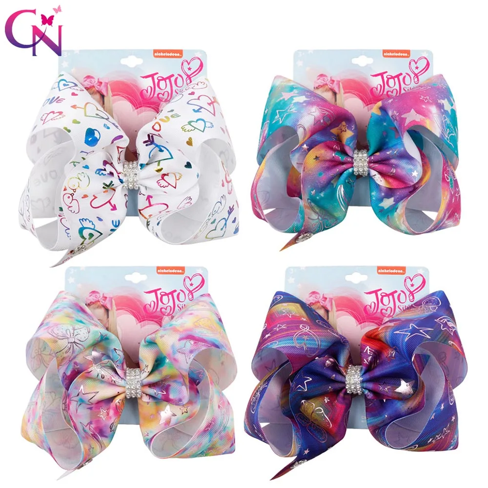 

CN Jojo Siwa Accessory Fashion 8 " Large Handmade Hair Bow Grosgrain Ribbon Kids Cheer Bows With Alligator Clips For Kids Girls
