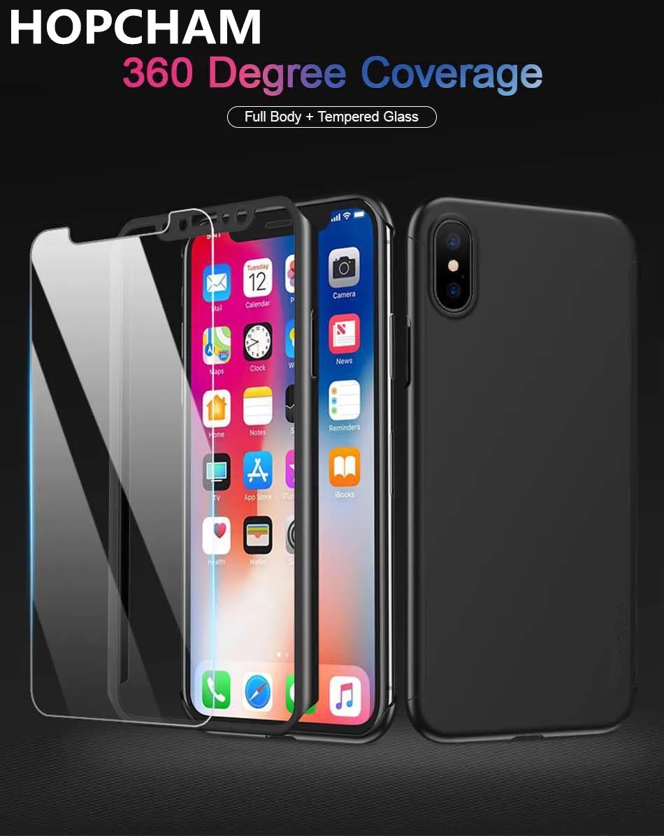 Чехол HOPCHAM для телефона с поворотом на 360 градусов iPhone 6 чехол закаленным стеклом X