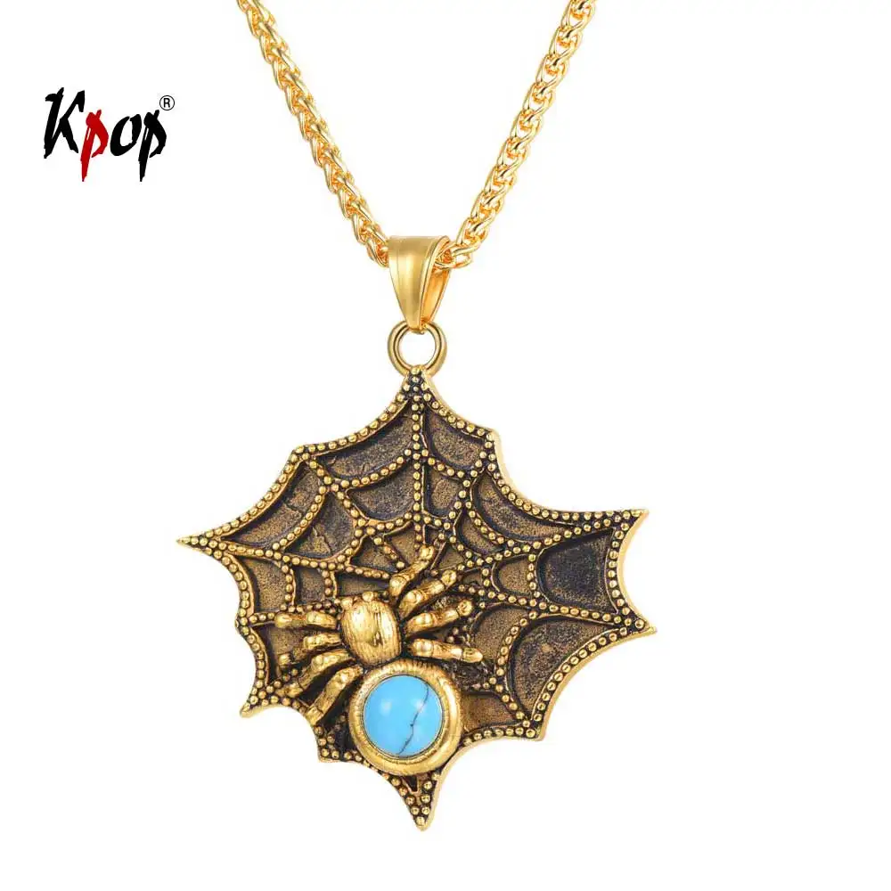 Kpop Spider Web ожерельлье панк-рок ювелирные изделия в виде животных из нержавеющей