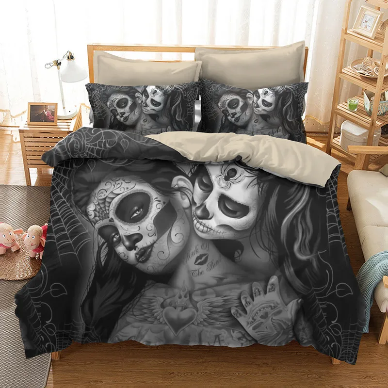 Yi chu xin 3d sugar skull bedding sets queen size Couple kiss skull duvet cover set with pillowcase Bedclothes twin bedline
Yi chu xin 3d sugar skull bedding sets queen size Couple kiss skull duvet cover set with pillowcase Bedclothes twin bedline