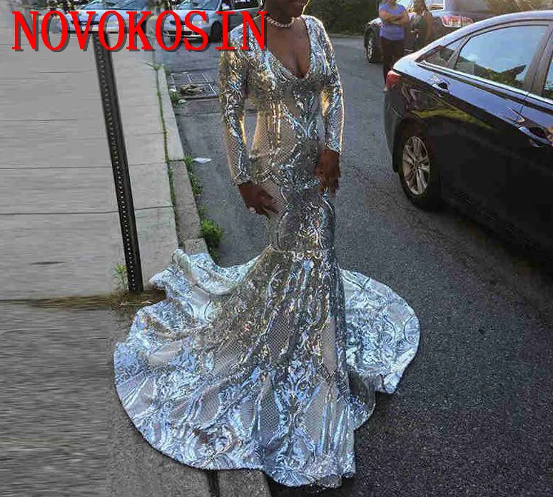 2019 Real V Neck Arabic Prom dresses Silver Embroidered Sequined Mermaid Long Sleeve Evening Dresses Party Gowns Robe de Soiree
2019 Real V Neck Arabic Prom dresses Silver Embroidered Sequined Mermaid Long Sleeve Evening Dresses Party Gowns Robe de Soiree