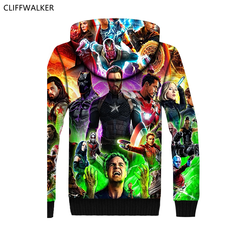 Дропшиппинг Marvel Мстители 3 3D печати с капюшоном осень-зима хип-хоп утолщаются