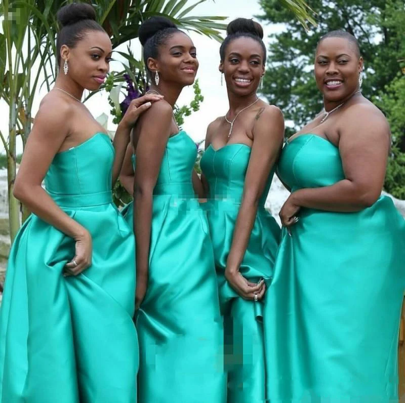 High Low Mint Long Bridesmaid Dresses Sweetheart Satin Short Front Back African Black Women Wedding Party Gowns Dress New | Свадьбы и