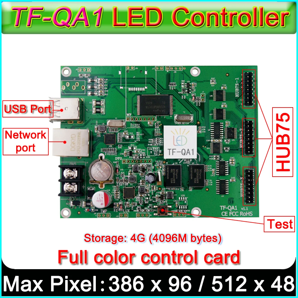 TF-QA1 полноцветная светодиодная карта управления знаком U-карта диском порт Hub75 RGB
