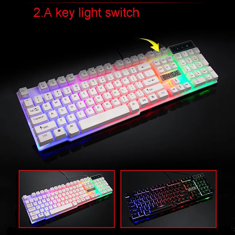 Горячая продажа английская подсветка игровая клавиатура Проводная Teclado Gamer