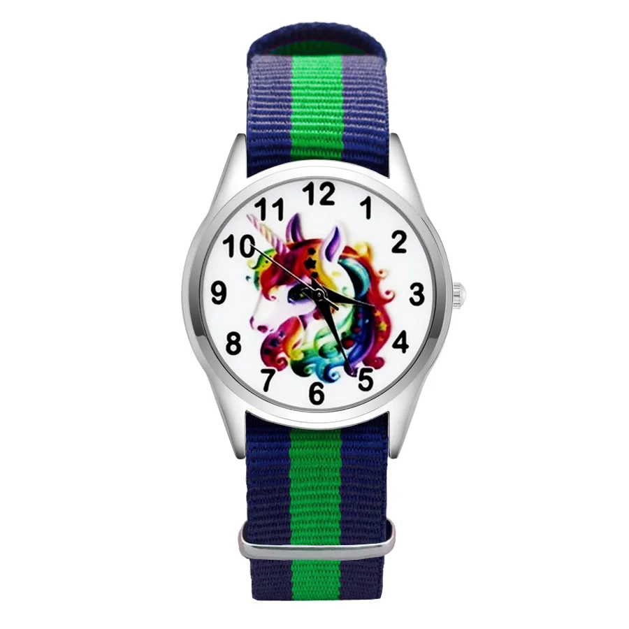 Fashion Cartoon Cute Unicorn horse style Watches Women's Girls Students Boy's Children Nylon Strap Quartz Wrist Watch Clcok JC59
Fashion Cartoon Cute Unicorn horse style Watches Women's Girls Students Boy's Children Nylon Strap Quartz Wrist Watch Clcok JC59
