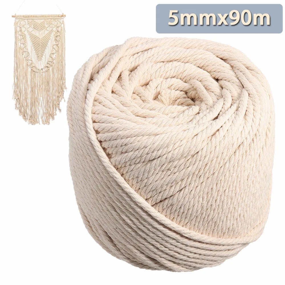 Durable 5mmx90m Natural Beige White Macrame Cotton Twisted Cord Rope DIY Home Textile Accessories Craft Macrame String
Durable 5mmx90m Natural Beige White Macrame Cotton Twisted Cord Rope DIY Home Textile Accessories Craft Macrame String