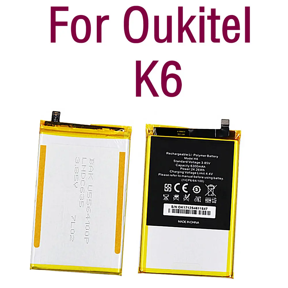 for Oukitel K6 6300mAh Large Capacity Li-ion High quality Replacement Battery Authentic profession mobile phone
for Oukitel K6 6300mAh Large Capacity Li-ion High quality Replacement Battery Authentic profession mobile phone