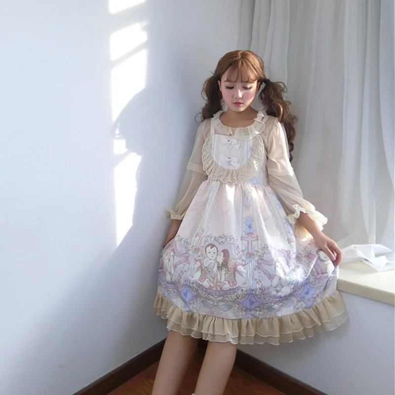Lolita Two-piece Suit Cartoon Japan Style Girls Dress Spaghetti Strap+Top Sweet Cute Lace Ruffles Woman Dress Temperament Dress
Lolita Two-piece Suit Cartoon Japan Style Girls Dress Spaghetti Strap+Top Sweet Cute Lace Ruffles Woman Dress Temperament Dress