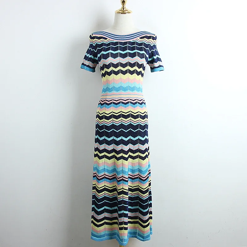 European 2019 Summer Autumn Red Blue Striped Dress Elegant O Neck Short Sleeve Hollow Out Knit Dress Bohemian Beach Party Dress
European 2019 Summer Autumn Red Blue Striped Dress Elegant O Neck Short Sleeve Hollow Out Knit Dress Bohemian Beach Party Dress