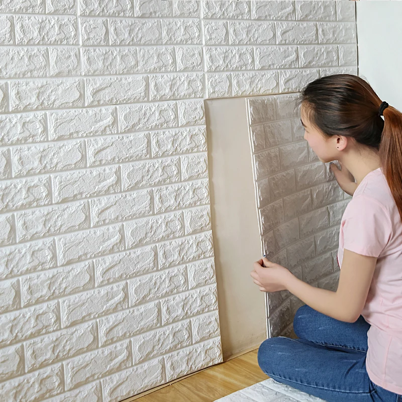 

70x77cm hot PE Foam 3D Wall Stickers Safty Home Decor Wallpaper DIY Wall Decor Brick Living Room Kids Bedroom Decorative Sticker
