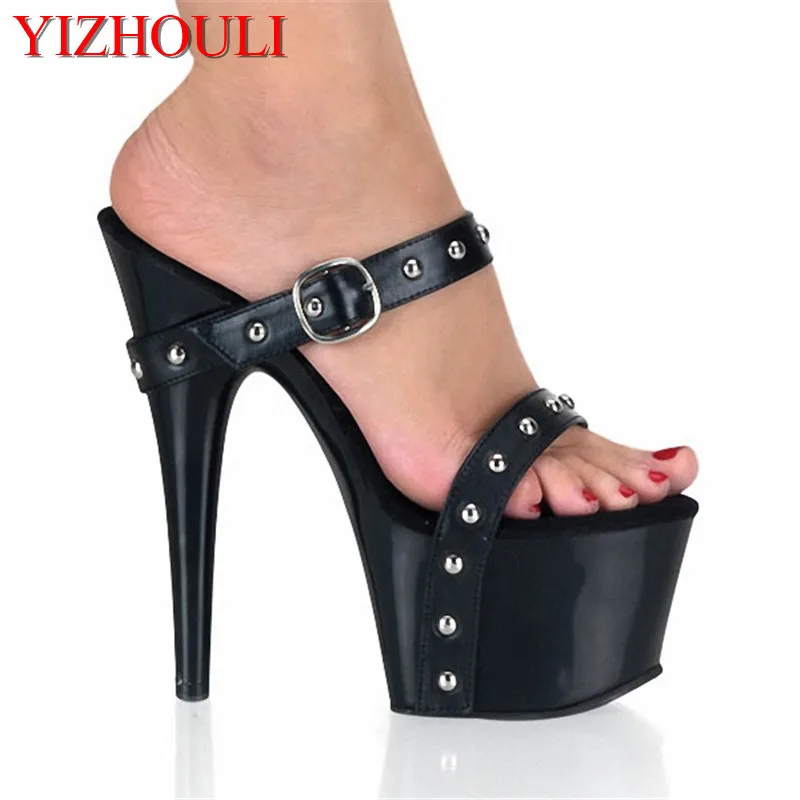 New high heels, rivet trim thin heels 15-17cm sexy model banquet stage catwalk fashion slippers
New high heels, rivet trim thin heels 15-17cm sexy model banquet stage catwalk fashion slippers