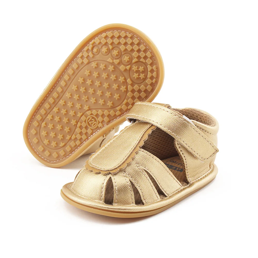 Новинка модные сандалии для маленьких мальчиков из искусственной кожи золотого