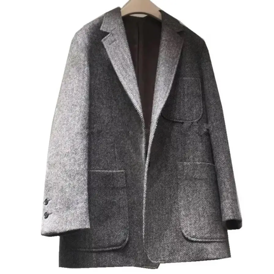 Autumn winter loose thick wool small suit women retro plaid warm notched collar loose blazer
Autumn winter loose thick wool small suit women retro plaid warm notched collar loose blazer