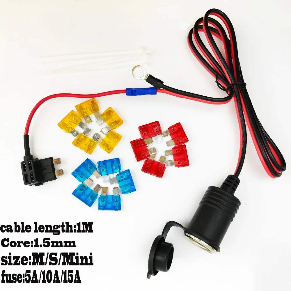 1set Car Cigarette Lighter socket 12v/24v Extension standard Fuse Tap Holder Lead 1.5mm 1m cable with fuse
1set Car Cigarette Lighter socket 12v/24v Extension standard Fuse Tap Holder Lead 1.5mm 1m cable with fuse