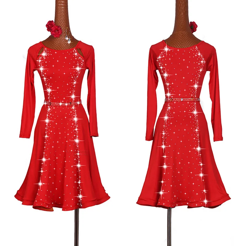 Женское платье для латиноамериканских танцев красного цвета|Латинский| |