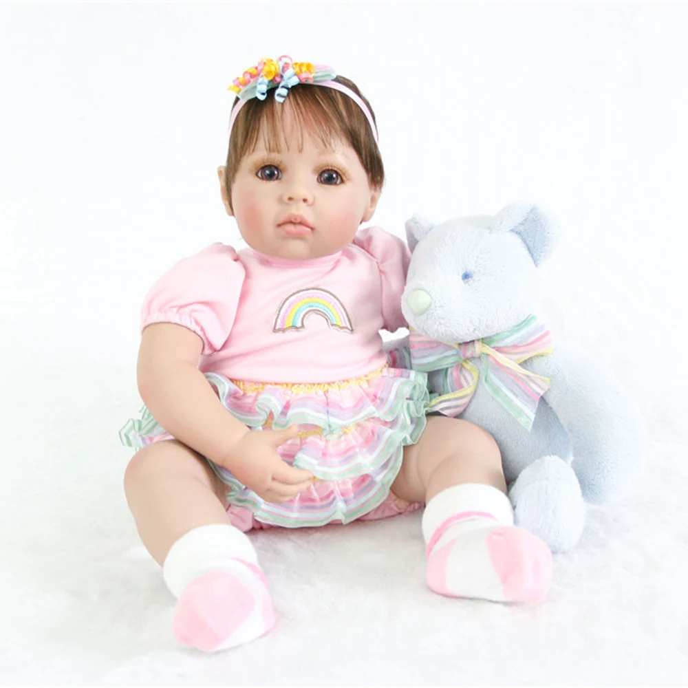 21 Inches Baby Reborn 51cm Realistic Baby Reborn Doll with blue bear doll Baby Handmade Silicone short hair Girl Baby Doll Toys
21 Inches Baby Reborn 51cm Realistic Baby Reborn Doll with blue bear doll Baby Handmade Silicone short hair Girl Baby Doll Toys