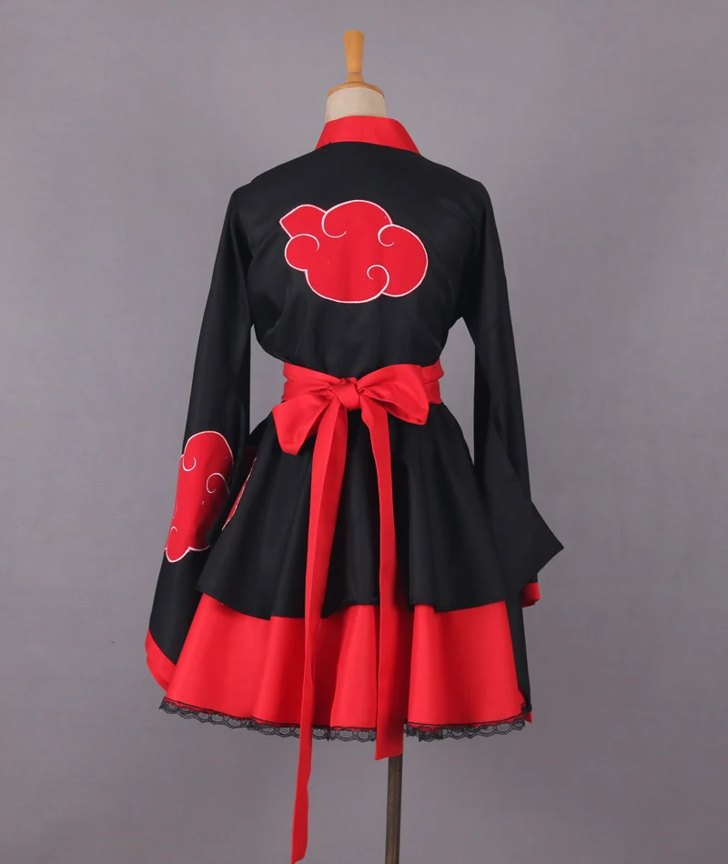 

Naruto Shippuden Akatsuki Organization Female Lolita Kimono Dress Anime Cosplay Costume